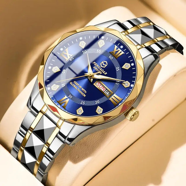 PAAZOMU Luxury Fashion Man Clock Top Business Waterproof Luminous Date Week Men's Watches Quartz Stainless Steel Men Wristwatc
