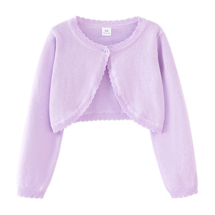 1 to 13 Years Kids Girl Solid Cardigan Round Neck Sweater Cardigans Knitted Toddler Girl Cotton Wedding Party Clothing