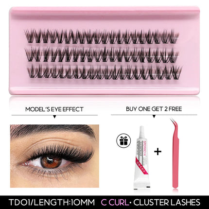 GROINNEYA Lash Clusters Kit Fluffy Volume Eyelash Clusters D Curl Cluster Eyelash Extensions 3D Wispy Lashes Clusters Makeup
