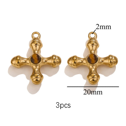 2-5pcs Stainless Steel Water Drop Butterfly Cross Natural Stone Pendant DIY Fashion Jewelry Accessories Manufacturing Supplies
