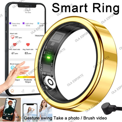 2026 New Smart Ring Heart Rate Blood Pressure Sleep Monitoring Motion Tracking IP68 Waterproof Men Women Smart Ring Holiday Gift