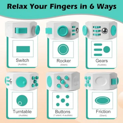 6 Sided Cube Fidget Roller Sensory Toy Multifunctional Finger Spinning Ring Cube Toy Relieve Stress for ADD ADHD Improve Focus