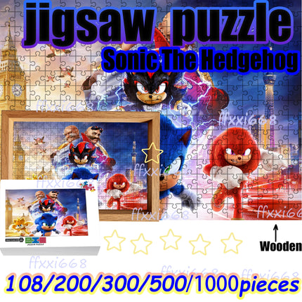 Sonic the Hedgehog Jigsaw Puzzle 108/200/300/500/1000 Pieces Wooden  Puzzle High Quality Gift Fun Party Game