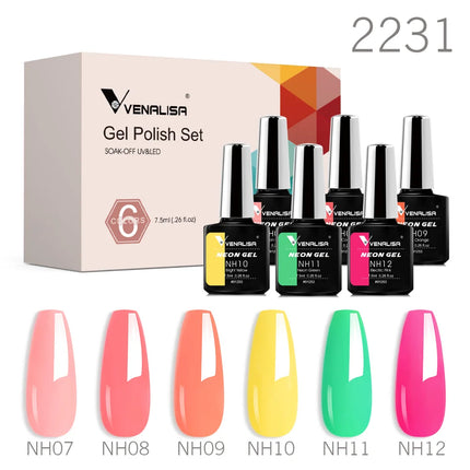 6pcs/kit VENALISA Valentine's Day Collection Lovely Pink Nails HEMA FREE TPO FREE Soak Off UV LED Semi Permanent Set Gel Varnish