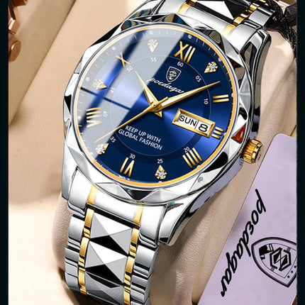 POEDAGAR Business Luxury Men's Quartz Watches Waterproof Luminous Stainless Steel Men's Wristwatch Date Week Sport Men's Watch Reloj