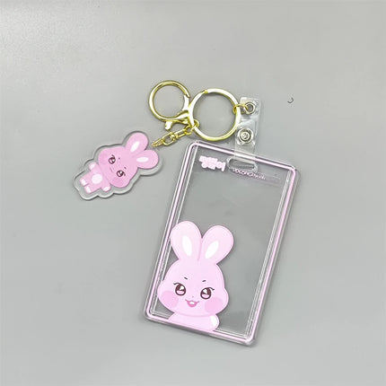 2-Pieces Pendant Kpop ATEEZ Keychain Acrylic Card Holder Photocard Sleeves Pendant Keyring Hongjoong Seonghwa Yunho San Mingi