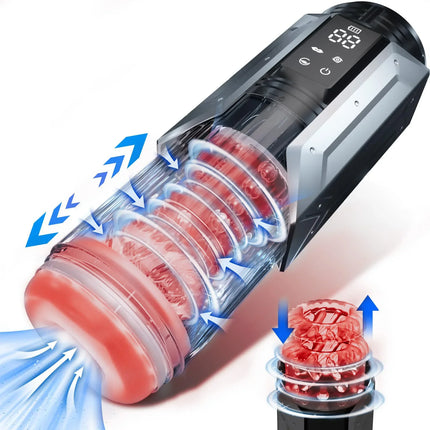 KUSHOR Automatic Male Masturbator 7 Thrusting Rotating Modes Mastubator Cup with LCD Display Sucking Pocket Pussy Man Sex Toys