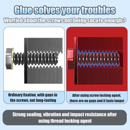 LOOLIFL Blue Thread Locker 243 Nuts-Bolts Locker, Screw Adhesive Lock Tight Seal Fasteners Anaerobic Curing Metal Glue,Rustproof