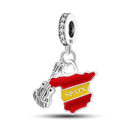925 Sterling Silver Alpaca Rainbow Global Travel Series Plan Charms Bracelet Bangle Making Gift Of High Quality Fine Jewelry
