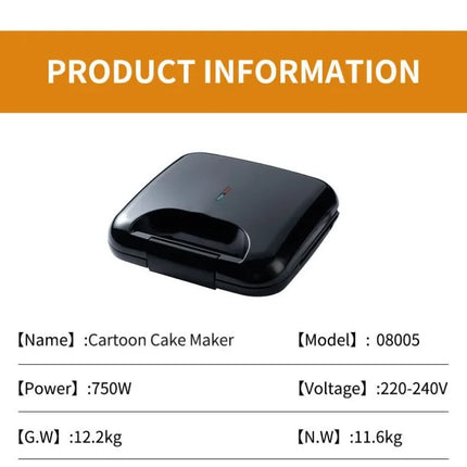 Household Cartoon Biscuit Machine US 110V Donut Machine Black 7-hole Round Cake Machine Cake Bread DIY Easy To Clean