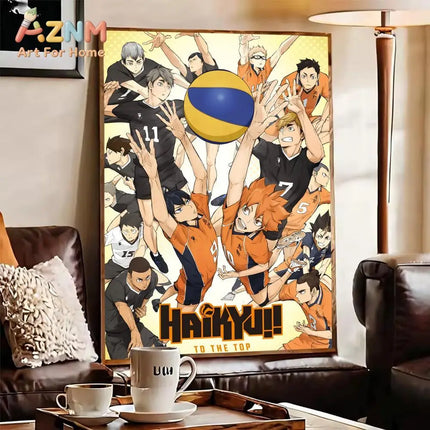 H-Haikyuu Anime Volleyball Poster Modern Waterproof HD Wall Art Decor For Home Living Room