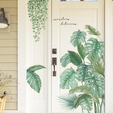 Tropical Monstera Leaf Plants Wall Art Sticker Nordic Wall Decals Vinyls Stickers for Living Room Bedroom Kitchen Home Decor