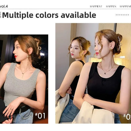 Summer 2026 Slim Fit Elastic Ribbed Cotton Knitted Vest Women's Base Layer Tank Top Anti-Light Inner Wear Straight Cut Regula...