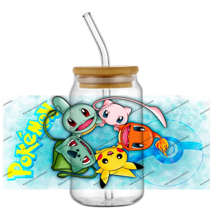 popular Pokemon UV DTF Cup Wrap 16oz Reusable Washable SelfAdhesive transfer Sticker for DIY Tumblers DIY Home decoration