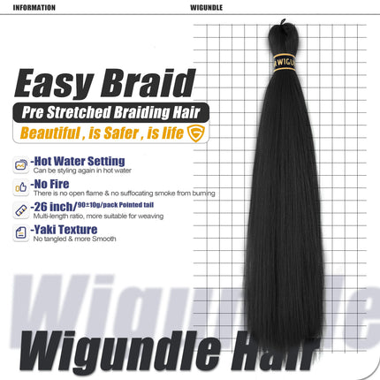 Wigundle Hair Extensions for Women Box Twist Braids Easy Crochet Hair EZ Pre stretched Braiding Hair Flame Retardant Synthetic