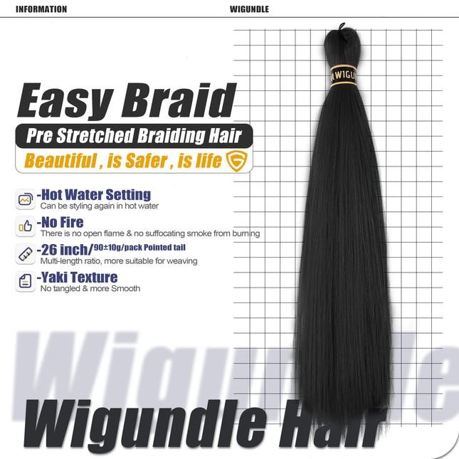 Wigundle Hair Extensions for Women Box Twist Braids Easy Crochet Hair EZ Pre-stretched Braiding Hair Flame Retardant Synthetic