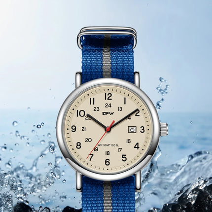 2026 TPW Field Watch Easy Reading Fabric Strap 24 Hours Display Quartz Movement Day function