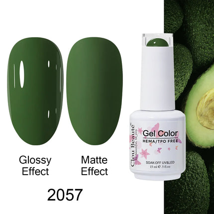 Clou Beaute 15ml HEMA TPO FREE Color Gel Nail Polish Nude Pink Red Green Collection Nail Gel Polish Glitter Soak Off UV LED Gel