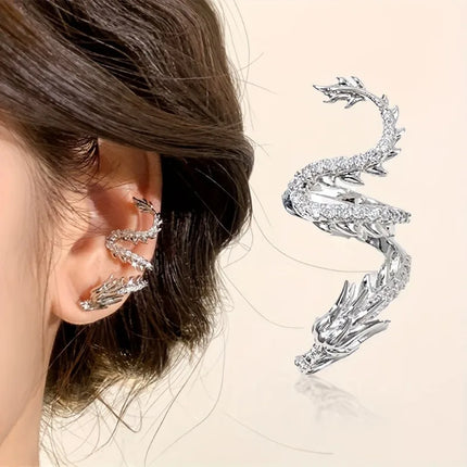 1Pcs Exquisite Dragon Shaped Ear Clip Light Luxury and High-end Earrings for Women Perfect for Daily Wear and Party Gifts
