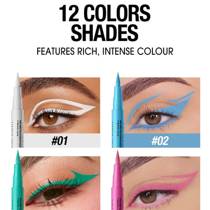 12 Colors Water-based Eyeliner Liquid Matte Red Quick-Drying Smudge-Proof Smooth Eyeliner Pen Long-Lasting Eyes Makeup Cosmetics
