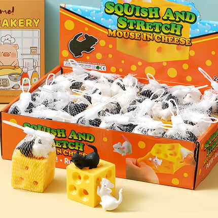 Stretchy Mice and Cheese Sensory Fidget Stress Relief ADHD Autism Anxiety Therapy Kids Toys Party Favors Classroom Prize