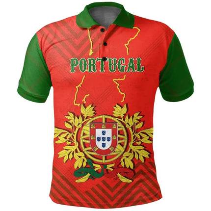 Portugal Flag Polo Shirt Men Summer Lapel Button Tshirts Casual Short Sleeve Shirts 3d Printed Sports Tees Top Male Clothing