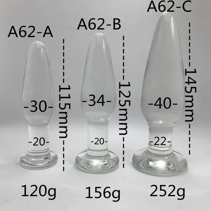 Glass Anal Plug 3 Size Butt Plugs Trainer Transparent Dildos Anal Plugs for Beginners Adult Set Products Sex Toys for Women Men