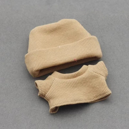 Sweater Set For 15/17cm Ropa Labubu Doll Clothes Match Knitted Hat T-shirt Dopamine Color Matching Fashion Design