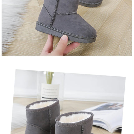 Children Snow Boots for Boys Girls Little Toddler Kids Thermal Boots Ankle Warm Classic Suede Flock Fabric Fashion Autumn Winter
