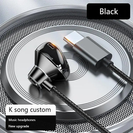 9D Bass Stereo Type C&3.5mm Headphones Volume Control Headset With HD Mic Wired Earbuds For iPhone15/16 Samsung Galaxy Earphones
