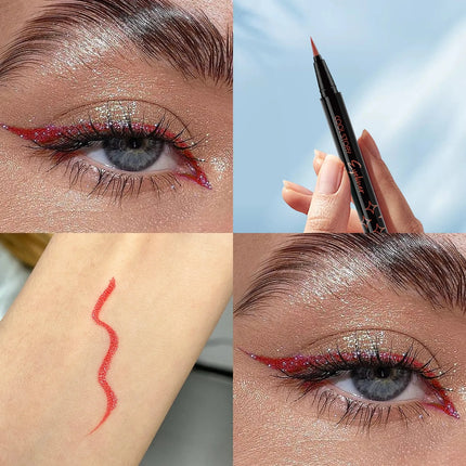 Waterproof Glitter Eyeliner Pen Eye Shadow Stick Long-Lasting Quickly Dry Diamond Shining 9-color Liquid Eyeliner Big Eye Makeup