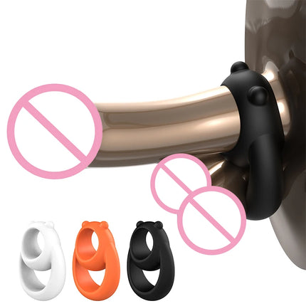 1Pc Silicone Penis Ring Bear Cock Ring Dick Scrotum Ball Stretcher Erection Cockring Ejaculation Delay Sex Toys For Men.