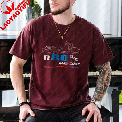 Motorcycle T-shirt for BMW R80G/S Paris Dakar 1984-1987 Fans and Riders Tees Summer Casual Short-sleeve Tees Men's Clothing