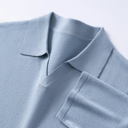 Summer Men's Ultra Fine Mulberry Silk Breathable Polo Neck Short Sleeve Solid Casual Knit Thin Business Polo Shirts for Men