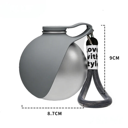 Portable Outdoor Pet Stainless Steel Water Cup Dog Water Bottle with Bowl for Cat 304 Stainless Steel Safe Food-Grade Silicone