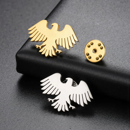 New Syria Eagle Brooch Stainless Steel Syrian Emblem Lapel Pin for Women Men Suit Shirt Badge Animal Accessories Gift