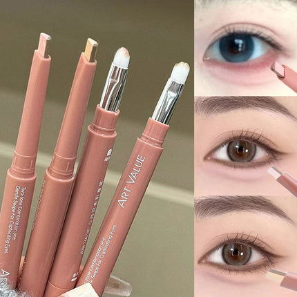 Bicolor Under Eyes Pen Double Ended Lying Silkworm Pencil Nude Lower Eyelid Contour Aegyo-sal Eyeliner Makeup with Detail Brush