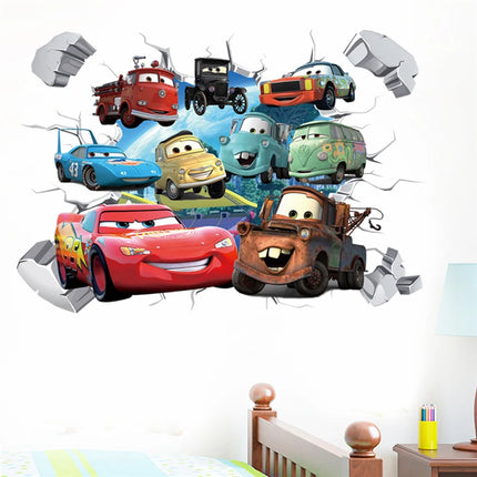 3D Cartoon Car Lighting McQueen Wall Stickers For Kids Room Home Bedroom PVC Decor Movie Mural Art Decals Children's Gifts