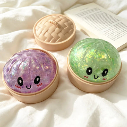 Glitter Colorful Simulated Dumpling Squishy Relaxing Relieve Anxiety Antistress Enhance Happiness Rebound Squeeze Reliever Toy