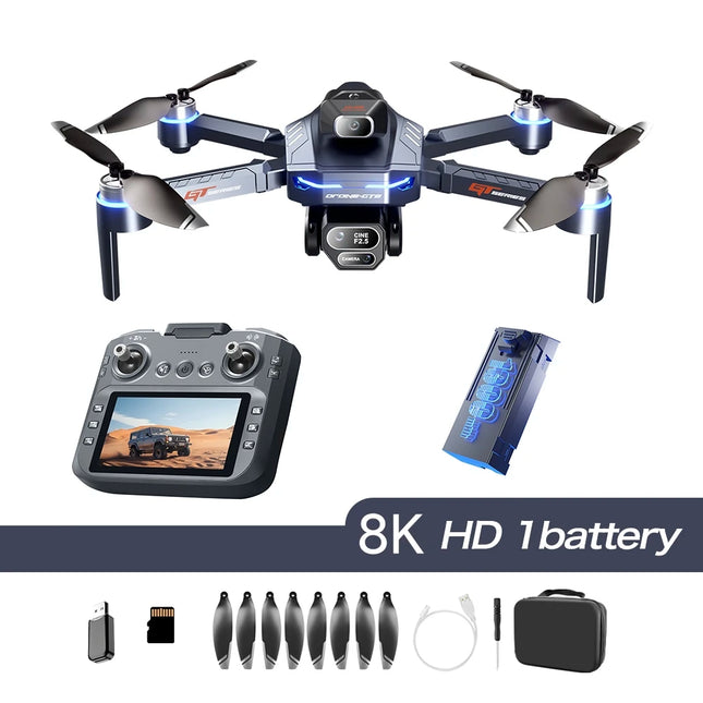 New GT8 Profesional Drone 8K HD Dual Camera With Screen FPV WIFI Rc Brushless Motor Obstacle Avoidance Rc Quadcopter