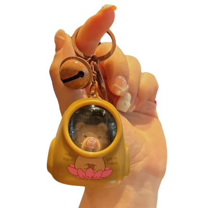 Cute Kapibala Small Night Light Keychains Kawaii Bag Hang Celebrity Atmosphere Light Key Chain Space Capsule Trinket Friend Gift