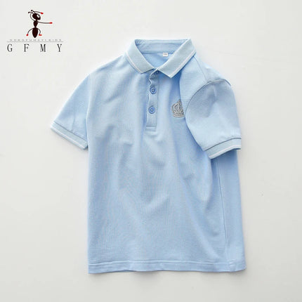 GFMY Children's Short-sleeve Polo shirt Summer Cotton Solid color Embroidery Sports Leisure T-shirt 2-14 Year Multi-color option