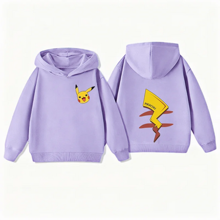 Cute Fun Pikachu Printed Kids Hoodie, Unisex Boys Girls Same Style, Autumn Winter Warm Children's Clothing