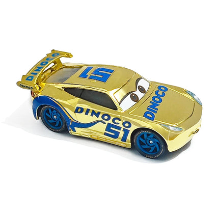 Disney Cars Electroplated Golden Racing Car 1/55 Metal Die Casting Model Alloy Material Anime Figure Kids Toys Birthday Gifts