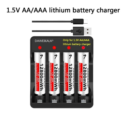 AAA 12800mWh 1.5V Li-Ion Rechargeable Battery AAA Lithium Batteries Wholesale For Mouse Flashlight Fan Game Machine