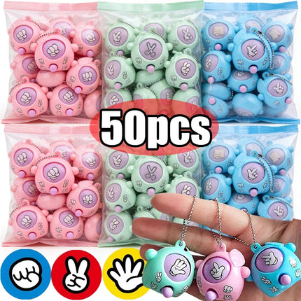 Rock Paper Scissors Guessing Keychain Pendants Mini Finger Flick Game Toy School Bag Pendant Birthday Party Gift