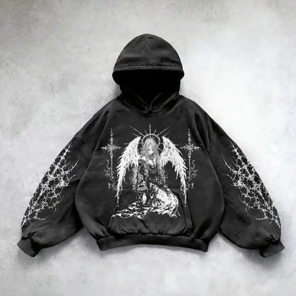 Red inferno dragon punk hoodies women oversized new tops vintage goth sweatshirt goth streetwear women gothic y2k clothes