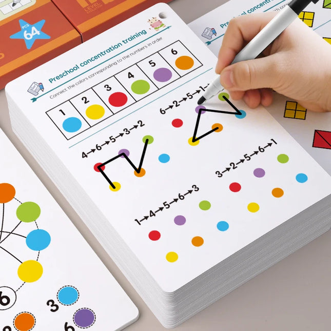 Children Montessori Drawing Toys Pen Control Training Color Shape Math Match Game Set Toddler Learning Educational Toys for Kids