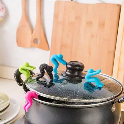 2pc Little Man Lid Lifter Spill Resistant Silicone Kitchen Pot Lid Raiser Prevents Soup Overflow Pot Decoration Kitchen Tools