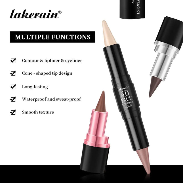 5D Perfect Makeup Set With Contouring Stick Eyeliner And Lipstick Easy Coloring Sweat-proof Long Lasting Daily Makeup Set
